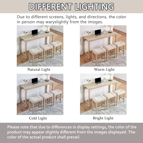 LKTART Bar Table and Chairs Set of 4, Bar Height Dining Table Set with Power ...