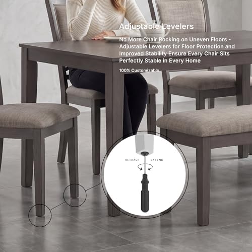 Signature Design by Ashley 6-Piece Wood Dining Table Set with Bench, Gray