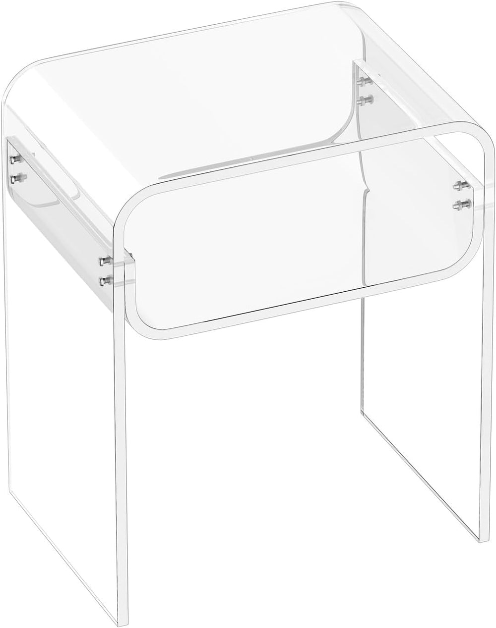 VEVOR Acrylic Side Table, 2-Tier Clear End Table with Storage Shelf, Modern T...