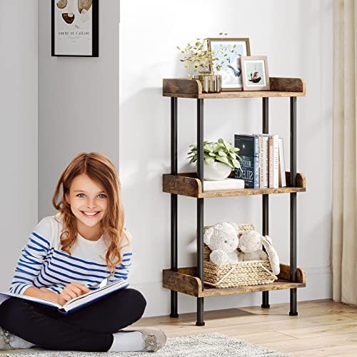 Hosfais Bookshelf Small Book Shelf 3 Tier Wood Bookcase