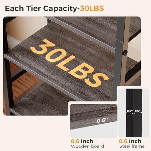 DUMOS 5-Tier Bookshelf, Modern Tall Bookcase Book Shelf Storage Organizer