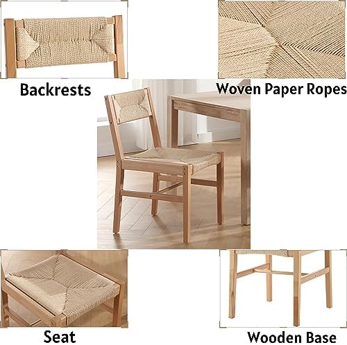 BESTANO Woven Rattan Dining Chairs Set of 4, Farmhouse Wicker Boho Dining Cha...