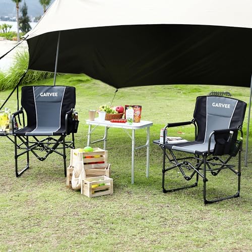 GarveeLife Oversized Directors Camping Chair Support 330 lbs, 1 PCS Black