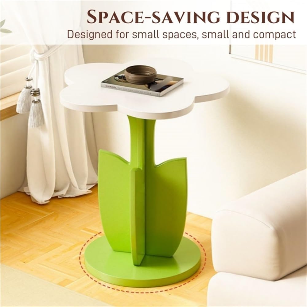 Funky Flower-Shaped Sofa Side Table, Small Nightstand/Coffee Table with Stora...