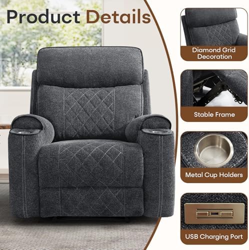 HAOMARKETS 3-Piece Recliner Sofa Set with Charging Ports, Include 2 Power Rec...