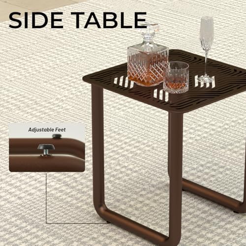 3 Piece Patio Outdoor Aluminum Swivel Rocking Chair with Coffee Table and 6.7...