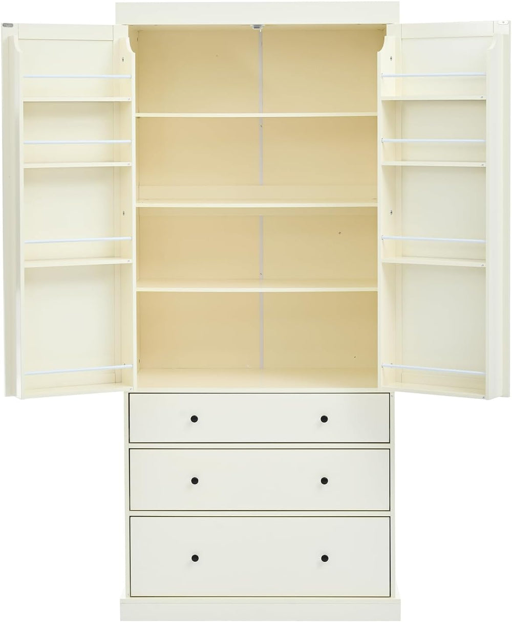 77 Inch High Freestanding Kitchen Sideboard, Farmhouse Sideboard Storage Cabi...
