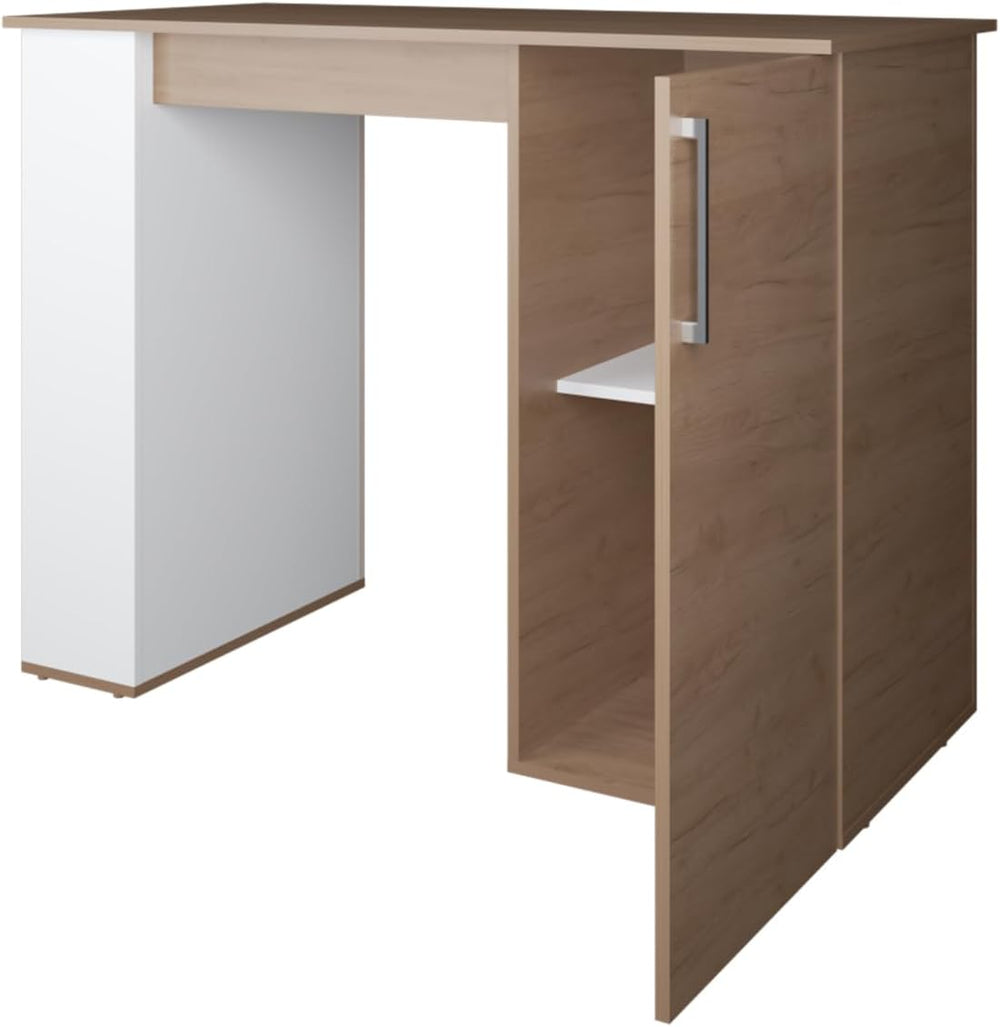 Kitchen Island with 1 Door and Open Storage, White and Natural Oak | Combines...