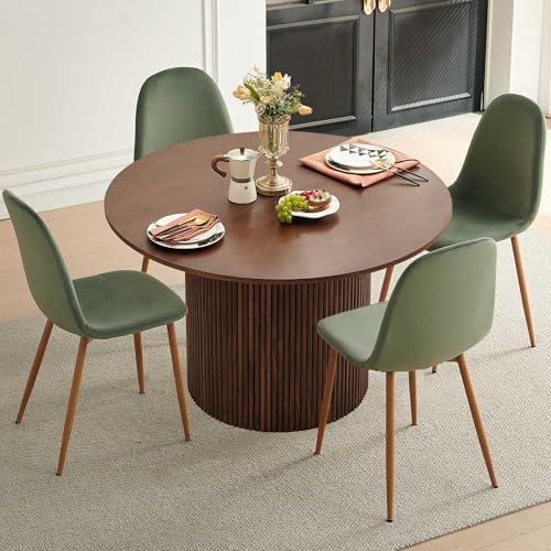 Dining Table Set for 4, Mid Century Modern 47 Inch Wooden Round Dining Table ...