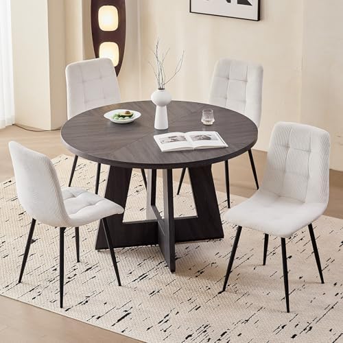 Corduroy Dining Chairs Set of 4, Modern Upholstered Fabric Kitchen Chairs wit...