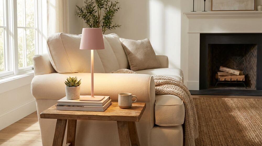 Mikasa LED Cordless Metal Table Lamp, Portable & Rechargeable 5,000 mAh B...