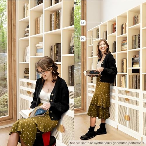 ModernMate Bookcase with 2 Drawers and Doors, 8 Storage Cubes