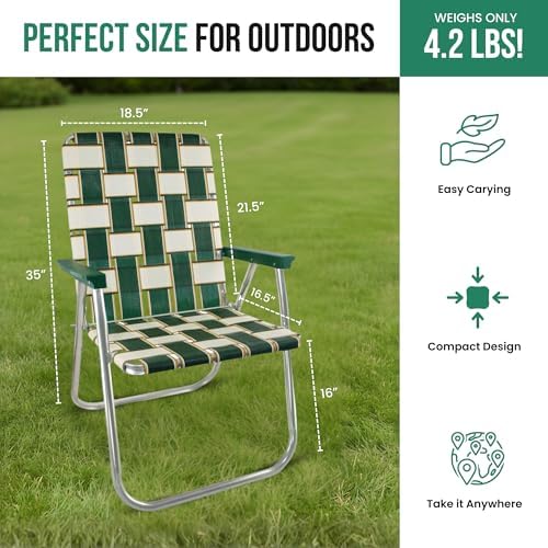 Lawn Chair USA Folding Aluminum Outdoor Patio Lawn Chair | Heavy-Duty Webbed ...