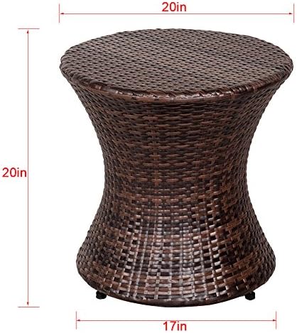 Sundale Outdoor Wicker Small Side Table Patio Rattan End Table