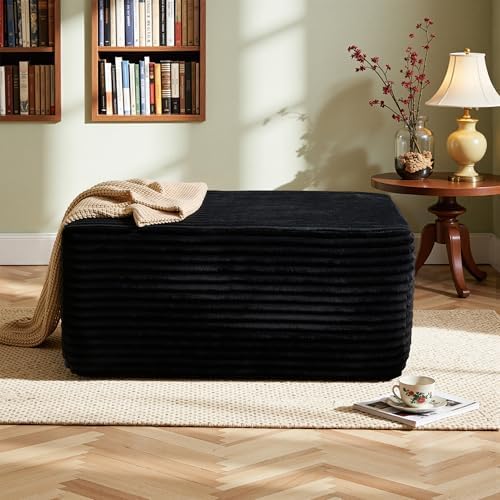 37" Square Cloud Couch Ottoman Footstool, Upholstered Foam Filling Footr...