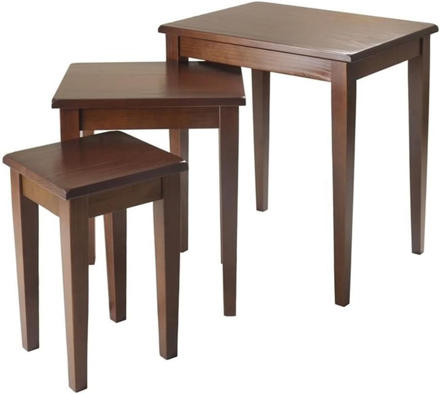 Pemberly Row 3-Piece Solid Wood Nesting Tables, Antique Walnut Finish, Stacka...