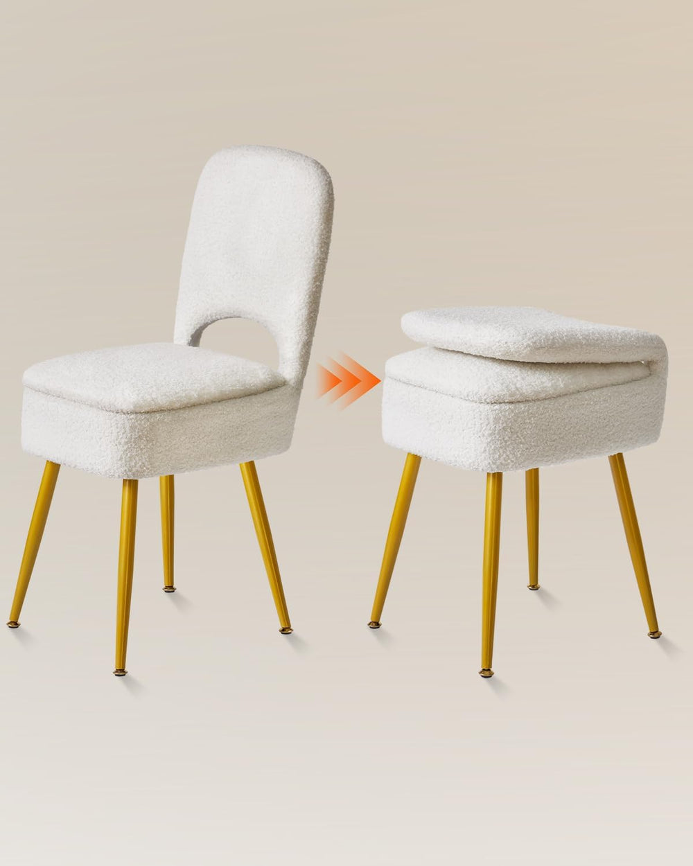 IBUYKE Small Storage Vanity Stool with Folding Backrest, 12.99" x 13.78&...