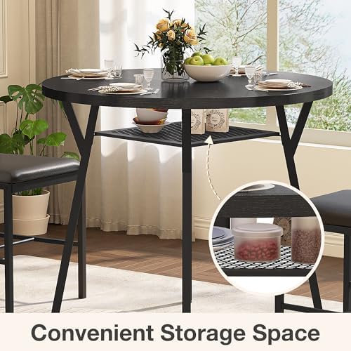 Pamapic Round Dining Table Set for 4, Kitchen Table and Chairs for 4, Dining ...