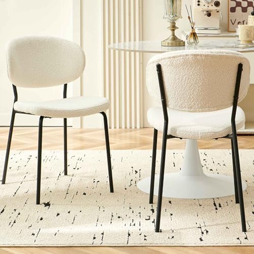Homedot Boucle Dining Chairs Set of 4, Modern Fabric Upholstered Kitchen Side...