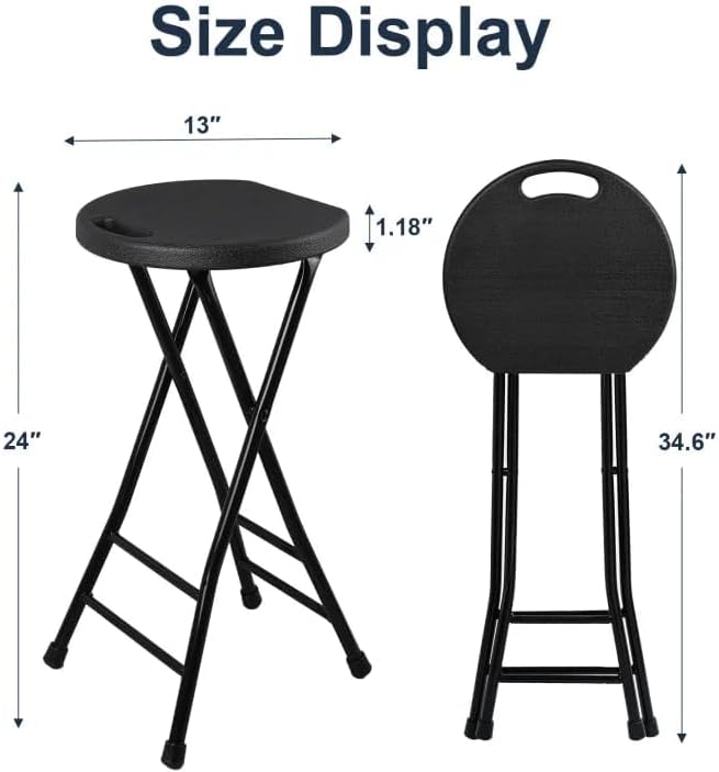 COOZMENT 24-Inch Folding Stool with Handle, Folding Bar Stool with Non-Slip F...