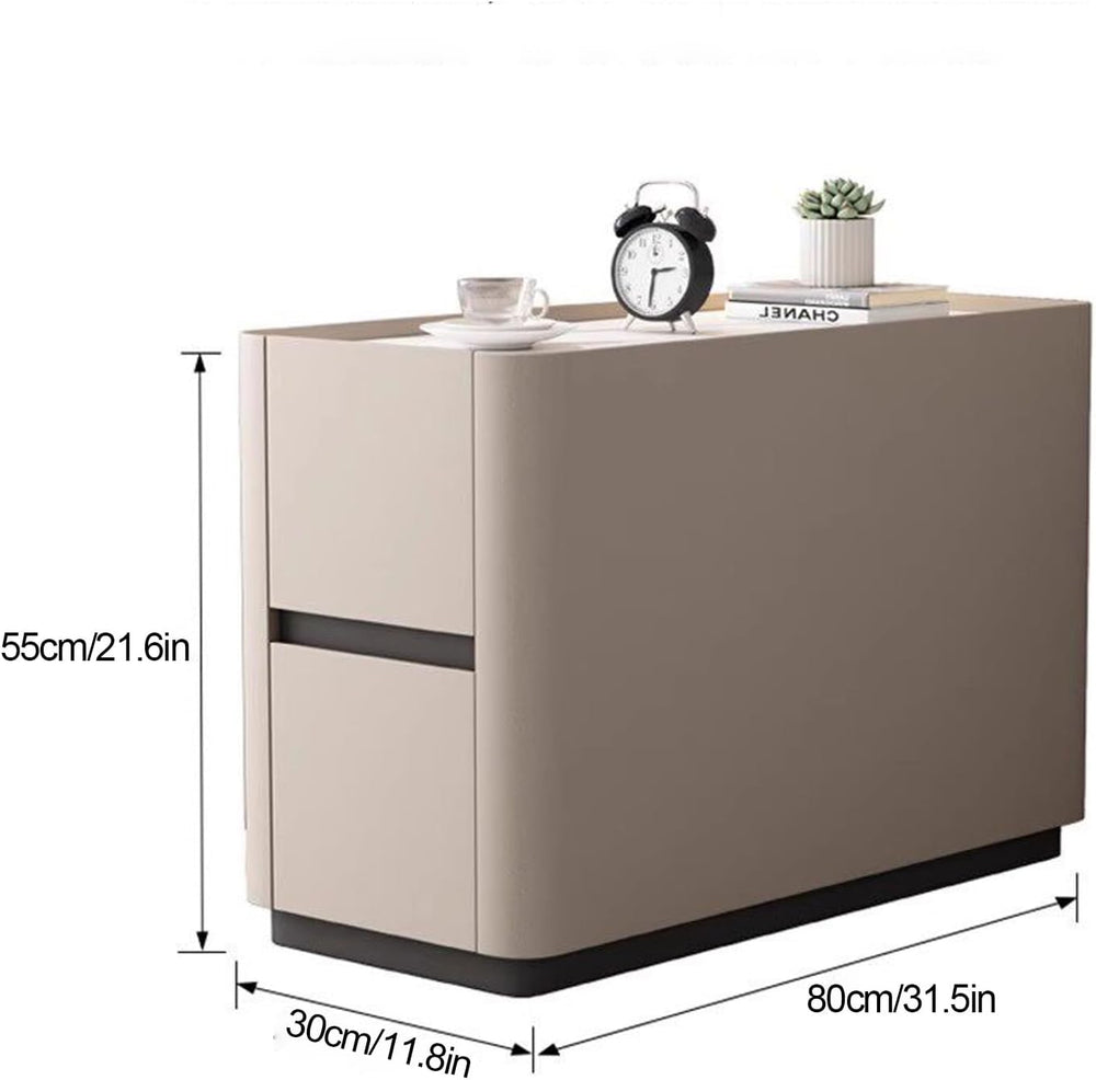 31.5" Leather Sofa Side Table with Storage, Waterproof Narrow end Table ...