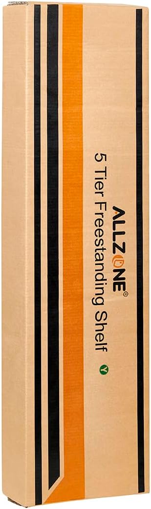 ALLZONE Adjustable Tall Narrow Bookshelf, 5-Tier Floor-to-Ceiling Tension Mou...