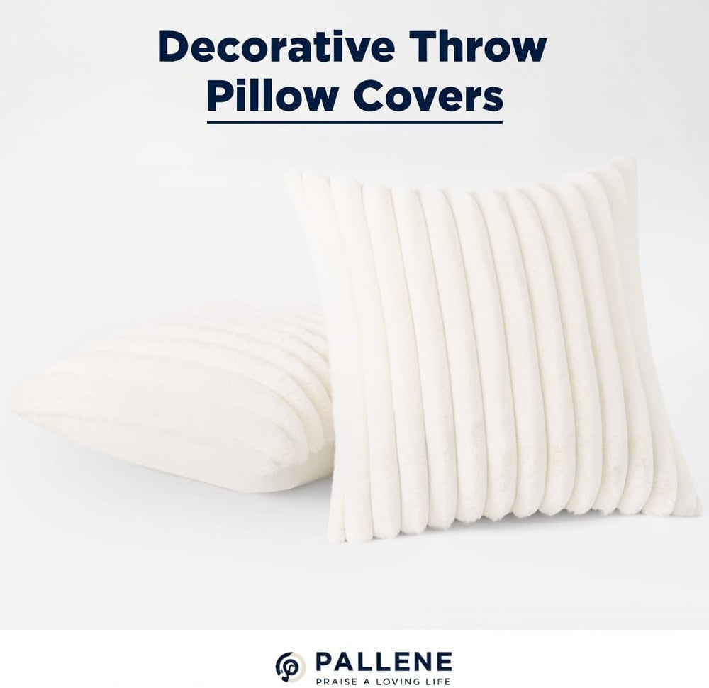 Pallene Faux Fur Decorative Throw Pillow Covers 26x26 Set of 2, Cream White