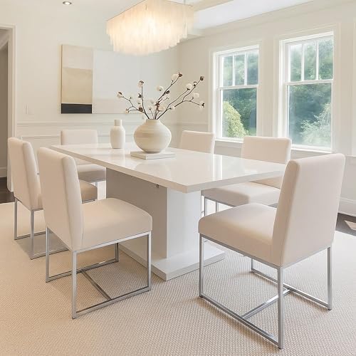 HNY Modern Dining Chairs Set of 6, Upholstered Linen Dining Room Chairs with ...