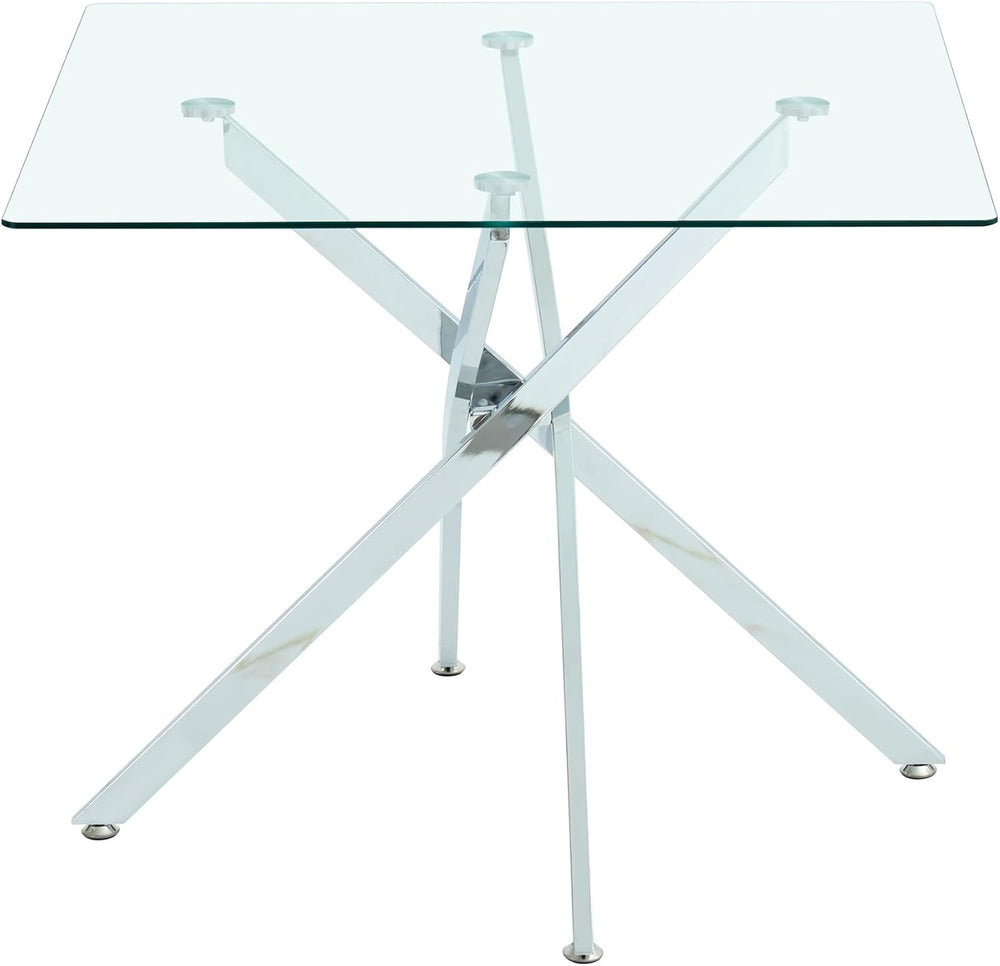 HomVent 36'' Square Glass Dining Table Set for 4,Modern Square Glass ...