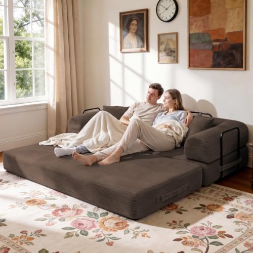 79" Memory Foam Sofa Bed, Convertible Futon Couch for Living Room | Cord...