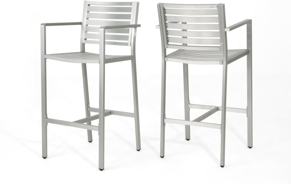 Saiveina Outdoor 29.50" Barstools with Rust-Proof Aluminum Frame, Set of...