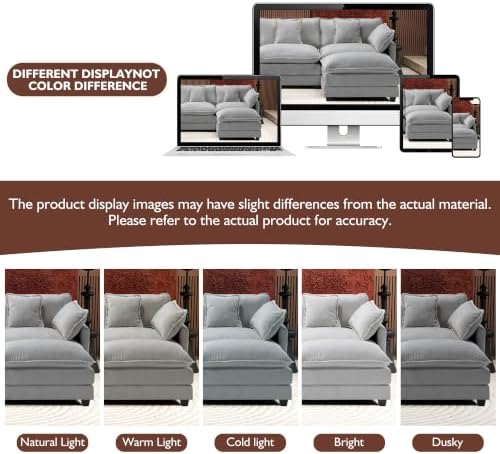 Ihanherry 111.4" L Shaped Modern Sofa Modular Sectional Cloud Couch with...