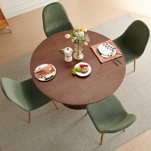 Dining Table Set for 4, Mid Century Modern 47 Inch Wooden Round Dining Table ...