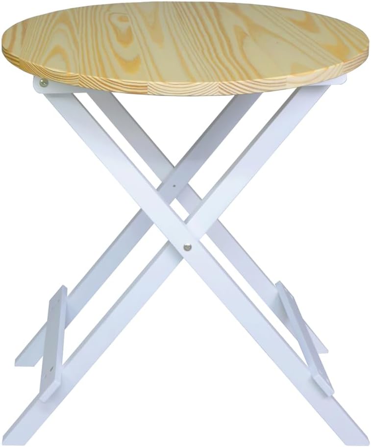 100% Solid Wood 23.5" W Round Folding Side Table for Dining, Patio, Livi...
