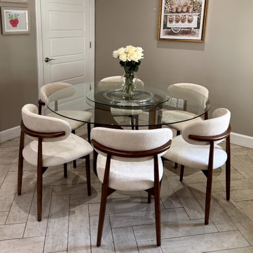POVISON Modern Dining Room Chairs Set of 6, Armless Cotton Linen Dining Chair...