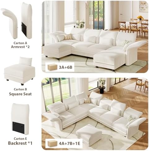 LLappuil 9 Seat Sectional Couch with Storage, Large U Shaped Corduroy Modular...