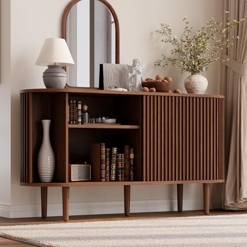 ONBRILL 55" Buffet Sideboard Cabinet with 2 Door/Adjustable Shelf, Walnut