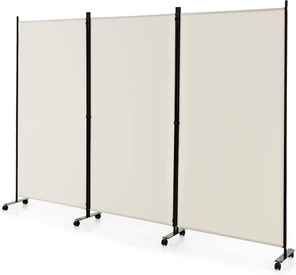 GOFLAME 3 Panel Folding Room Divider, 6FT Rolling Privacy Screen with Lockabl...