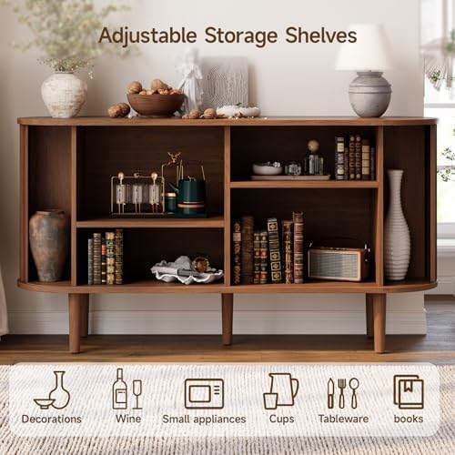 ONBRILL 55" Buffet Sideboard Cabinet with 2 Door/Adjustable Shelf, Walnut