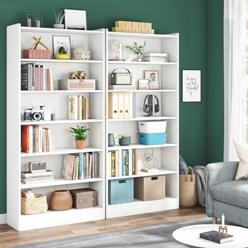 Tribesigns 78-inch Tall Bookcase, Modern 7-Tier White Library Bookshelf with ...