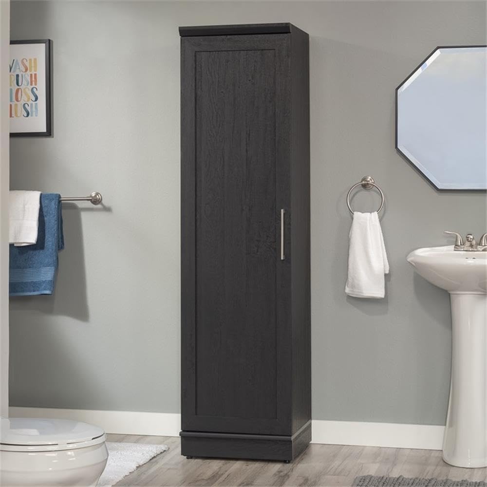 MAKLAINE Engineered Wood Single Door Pantry, 71 in Tall, Raven Oak Finish, Ad...