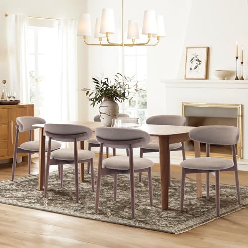 COLAMY Wooden Dining Chairs Set of 4, Upholstered Kitchen Side Chair, Camel