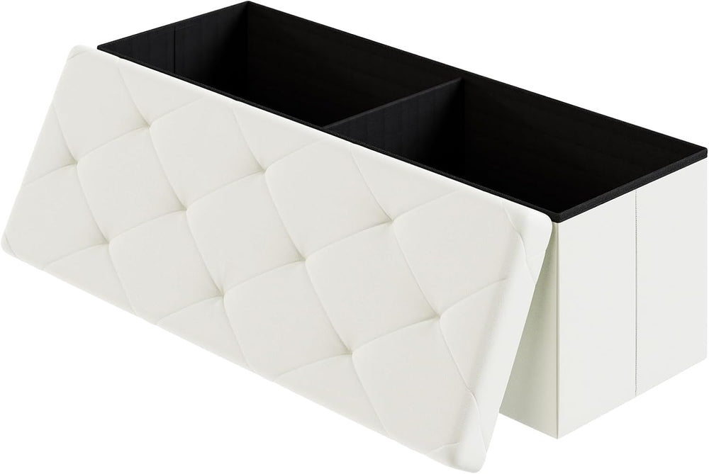 DUMOS 43 Inch Folding Ottoman with Storage Bench, Foot Rest Stool Ottoman | U...