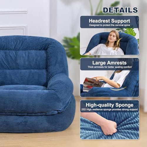 Giant Bean Bag Chair for Adults, Oversized Floor Lounge Chair with Armrests |...