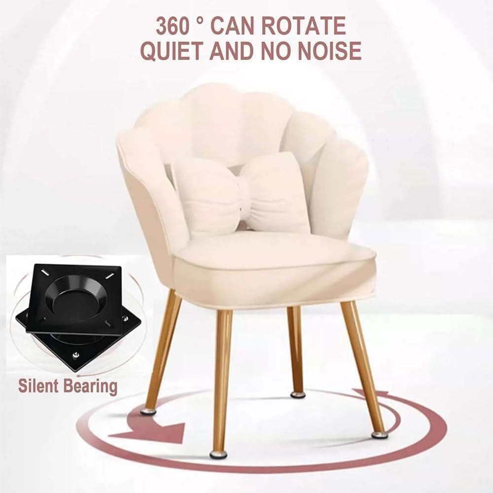 Etlegor Petal Makeup Vanity Chair, 360° Swivel Makeup Stool with High Back, M...