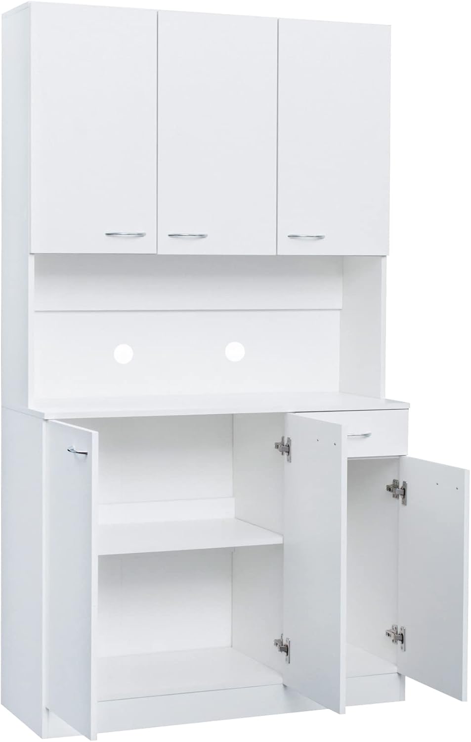 LUMISOL Kitchen Pantry Cabinet, Solid Wood Kitchen Hutch with Microwave Stand...