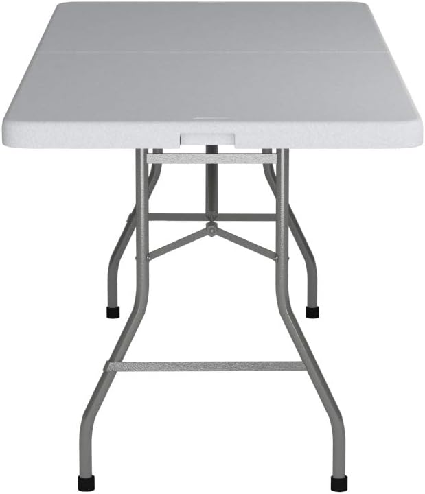 Office Star Resin Rectangle Center-Folding Portable Table for Picnics, Campin...
