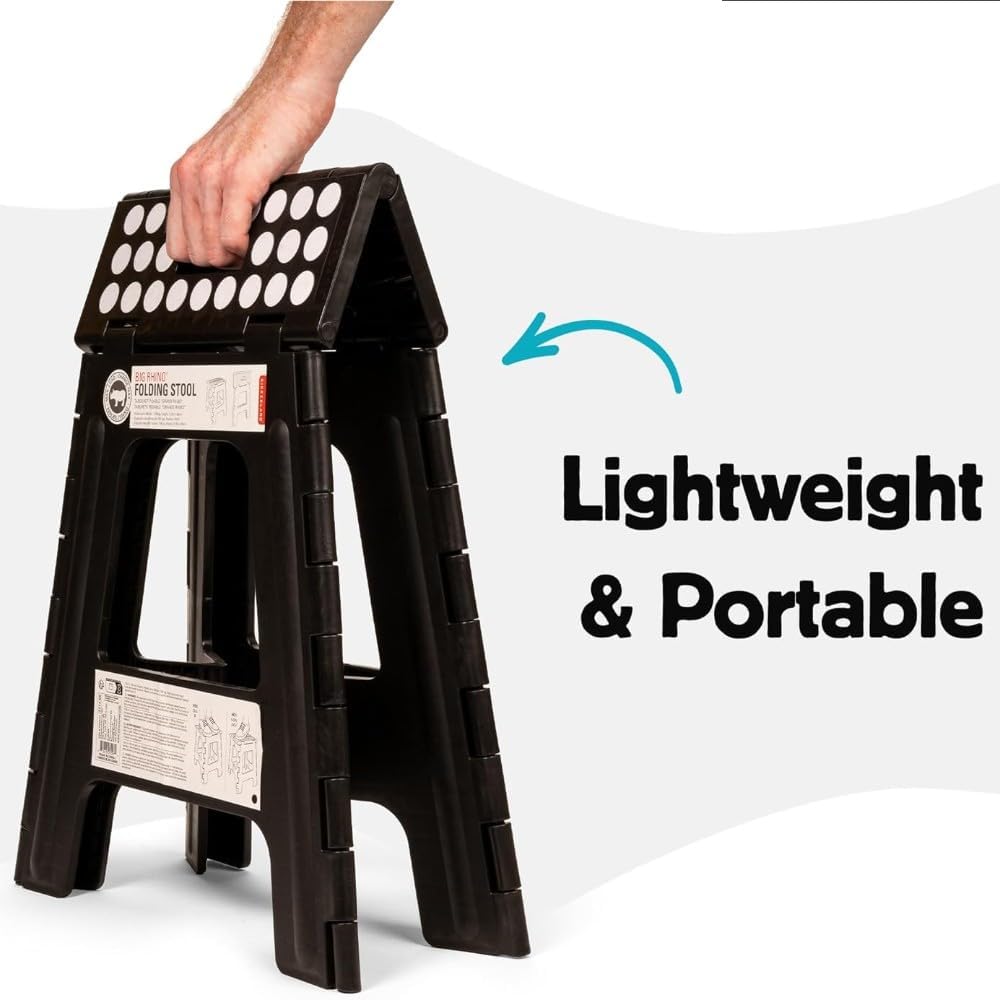 Kikkerland Rhino Foldable Step Stool – Holds Adults up to 300 Lbs, Best for K...