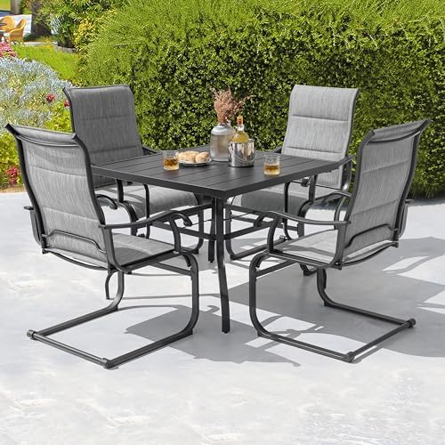 NUU GARDEN 5 Piece Outdoor Dining Set, All Weather Outdoor Padded Textilene P...