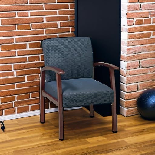 Lorell Deluxe Guest Chair, Cherry/Midnight Blue